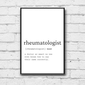 Rheumatologist Definition Wall Art, Rheumatologist Gift Idea, Rheumatologist Digital Print, Gift Idea Rheumatologist, Rheumatologist Office
