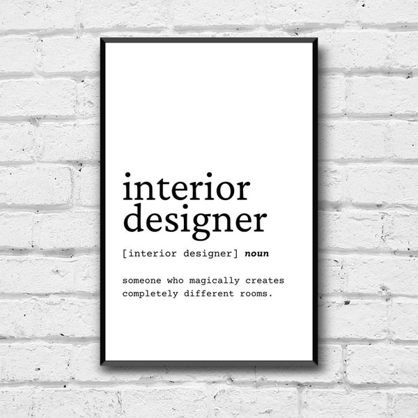 Interior Designer Definition Wall Art, Gift for Interior Designer, Interior Designer Digital Print, Interior Designer Office Gift Idea