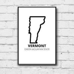 Vermont State Art Print: Minimalist Home Decor (Digital Download)