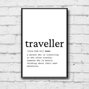 Traveller Definition Print: Simple Wall Art (Digital Download)