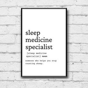 Sleep Medicine Specialist Definition Art Print (Digital Download)