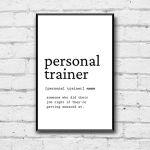 Personal Trainer Definition Wall Art, Gift for Personal Trainer, Personal Trainer Digital Print, Funny Personal Trainer Gift Idea