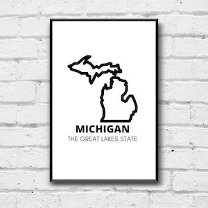 Michigan State Art Print: Minimalist Home Decor (Digital Download)
