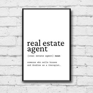 Real Estate Agent Definition Print: Funny Office Wall Art (Digital Download)