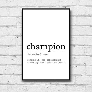 Champion Definition Art Print: Minimalist Wall Decor (Digital Download)