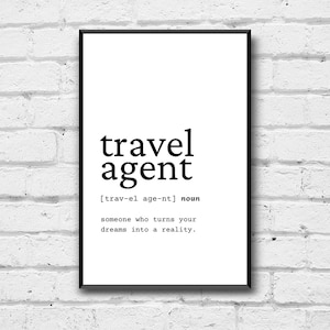 Definizione agente di viaggio Wall Art, Agenzia di viaggi Idea regalo, Agenzia di viaggi Stampa digitale, Idea regalo Agente di viaggio, Agenzia di viaggi Ufficio Arte