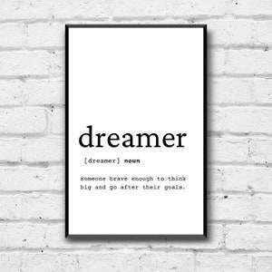 Dreamer Definition Print: Minimalist Wall Art (Digital Download)
