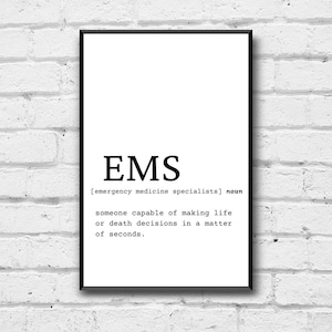 EMS definitie kunst aan de muur, EMS gift idee, EMS digitale print, cadeau idee voor dringende medische diensten, Ems werknemer kantoor wall art decor