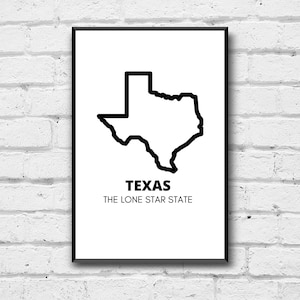 Texas State Wall Art, Digital Download, The Lone Star State Home Decor, Digital Print, Texas Simple Wall Decor, Texas Wall Art Gift
