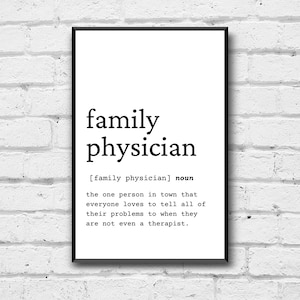 Family Physician Definition Art Print: Doctor Gift (Digital Download)