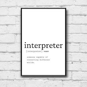 Dolmetscher Definition Druck: Einfache Büro Wand Kunst (Digitaler Download)