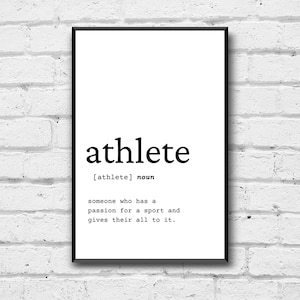 Athlete Definition Wall Art, Athlete Gift Idea, Athlete Digital Download, Gift for Athlete, Athlete Bedroom Art, Kid's Bedroom Art Idea