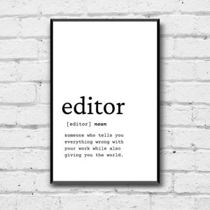 Editor Definition Art Print: Gift for Editors (Digital Download)