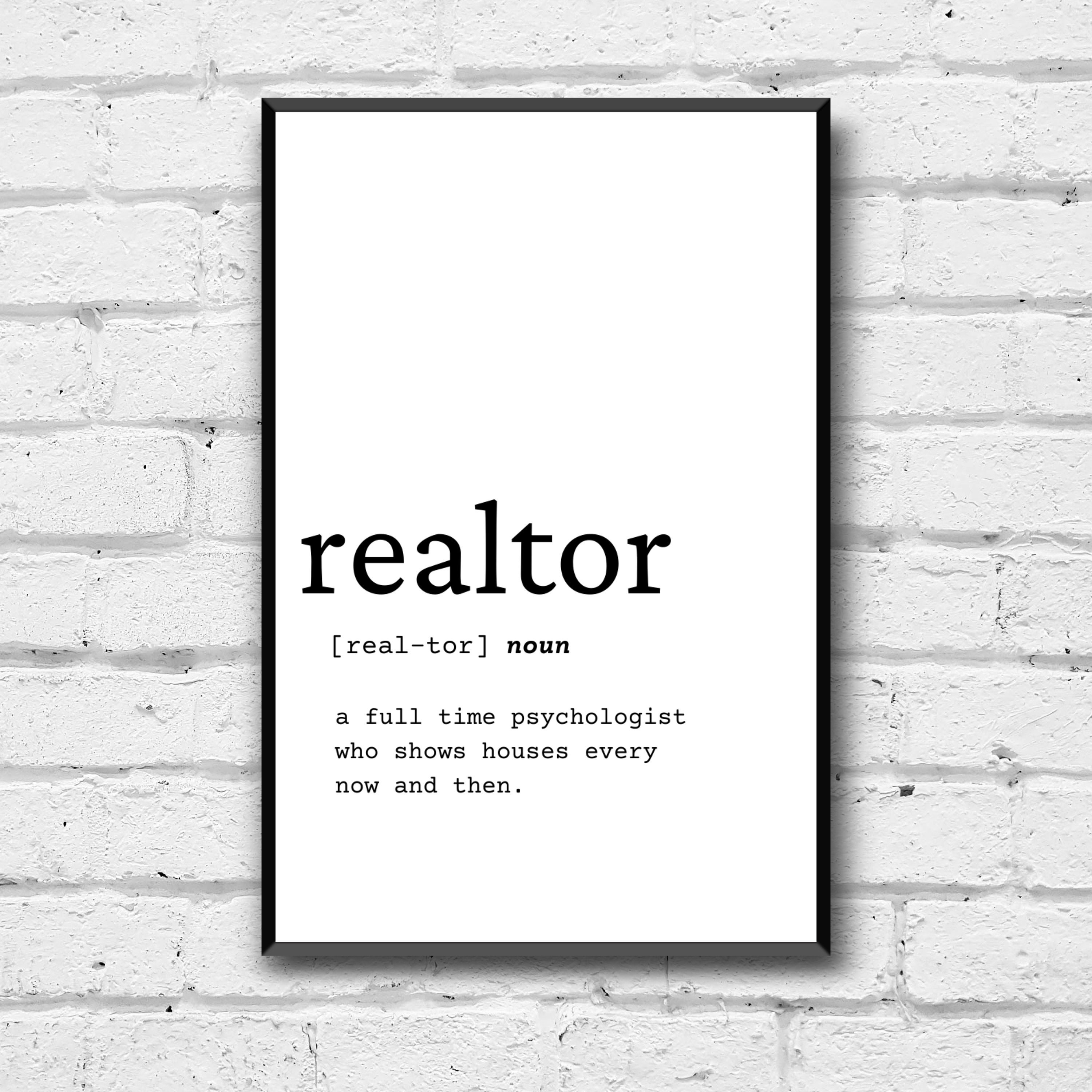 Realtor Definition Wall Art, Digital Download, Definition Home Decor, Digital Print, Gift for