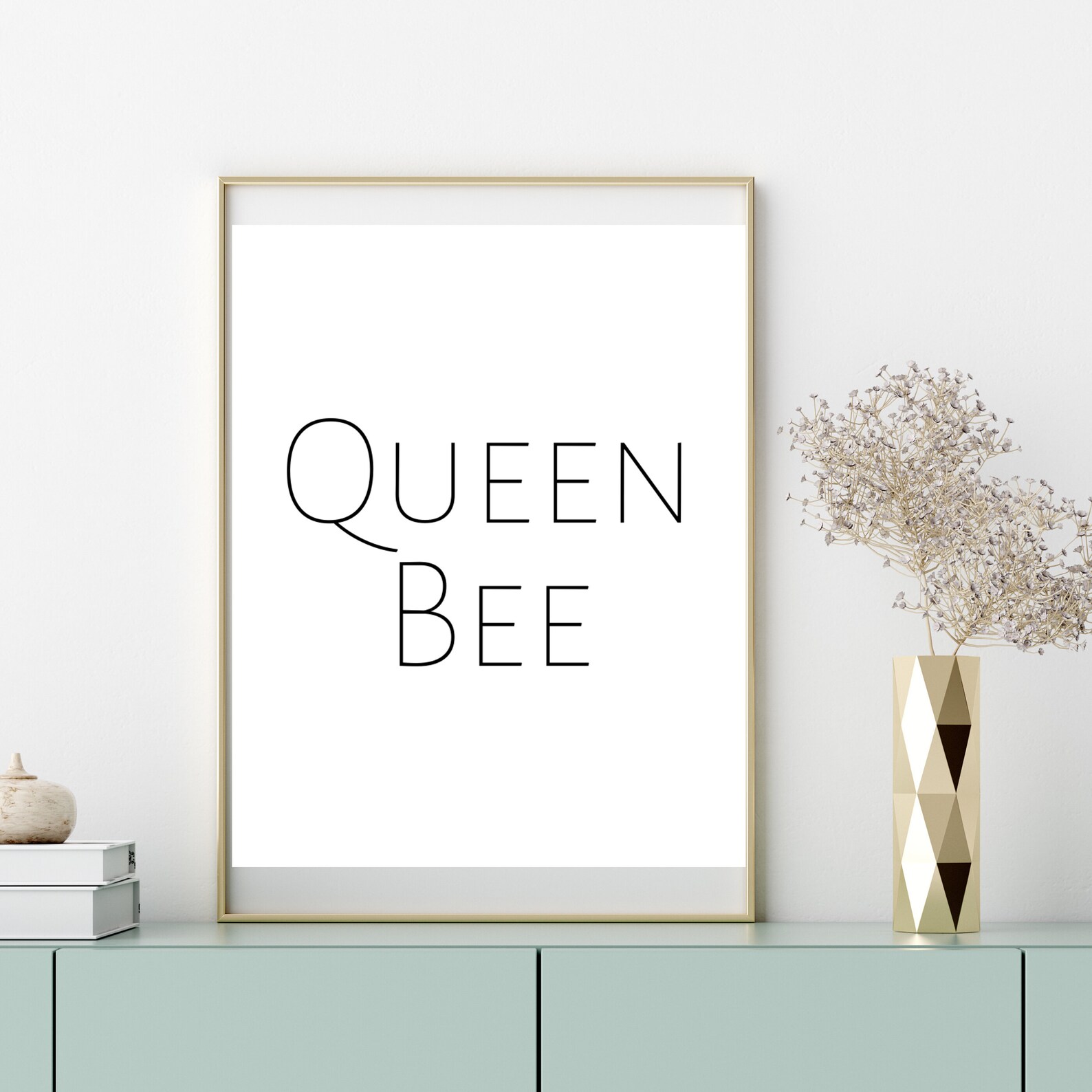 Queen Bee Wall Art Digital Download Simple Black and White Etsy