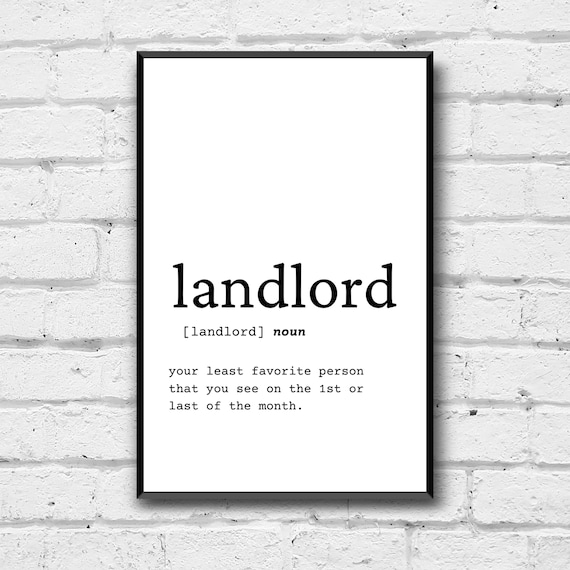 Landlord Definition Wall Art Landlord Gift Idea Landlord Etsy