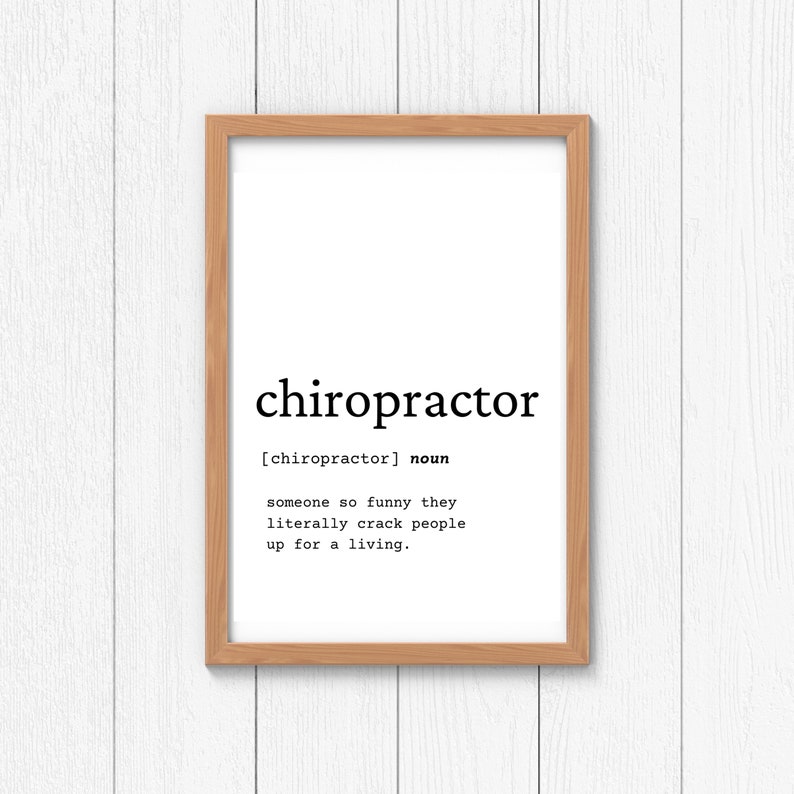 Chiropractor Definition Wall Art Chiropractor Office Decor Etsy
