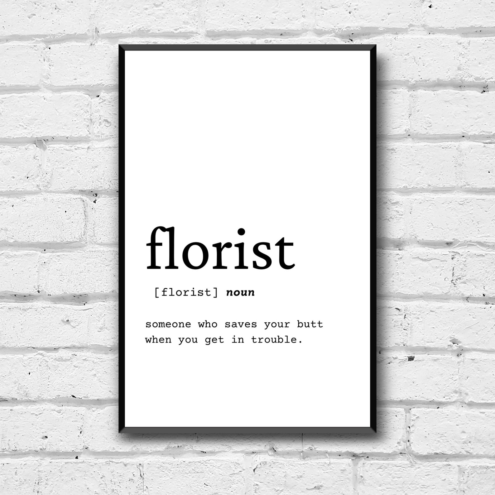 Florist Definition Wall Art Gift for Florist Florist Digital Etsy
