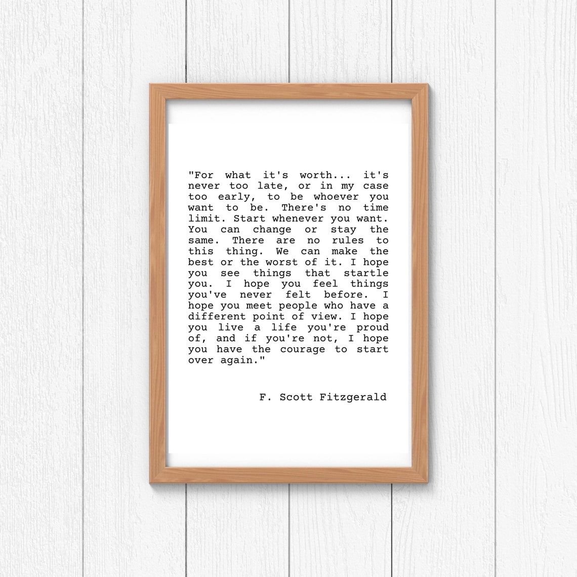 For What It's Worth Quote F. Scott Fitzgerald Quote Home Etsy
