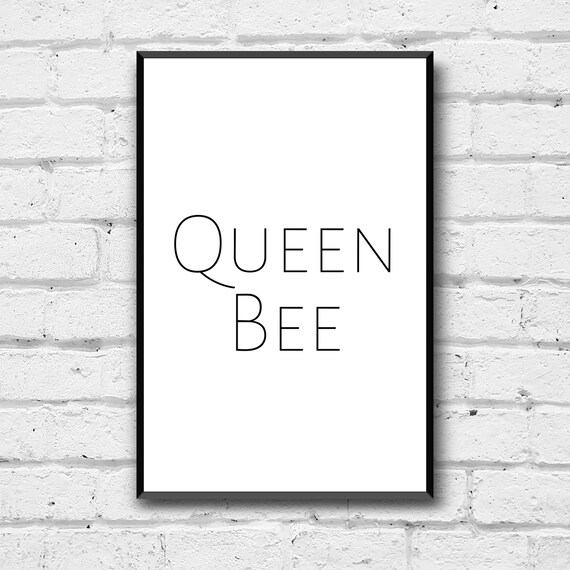 Queen Bee Wall Art Digital Download Simple Black and White Etsy