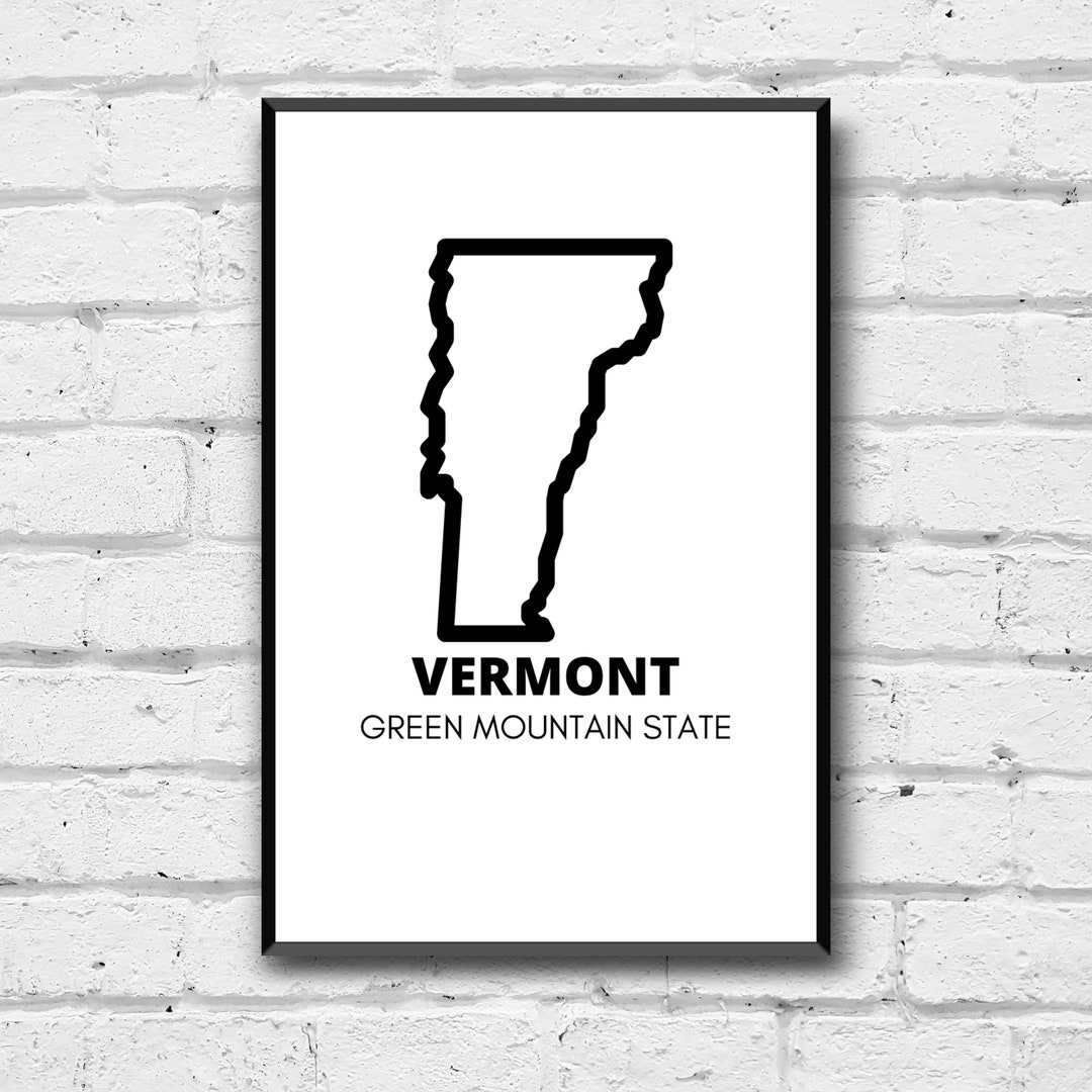 Vermont State Wall Art, Digital Print, Vermont Home Decor, Digital