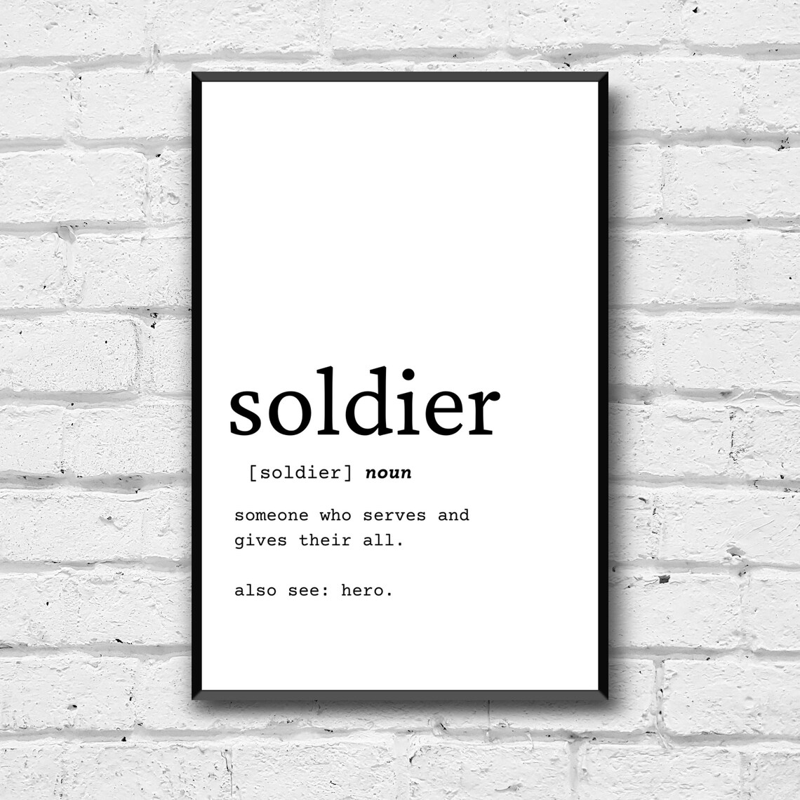 Soldier Definition Wall Art Solider Home Decor Gift Idea for Etsy