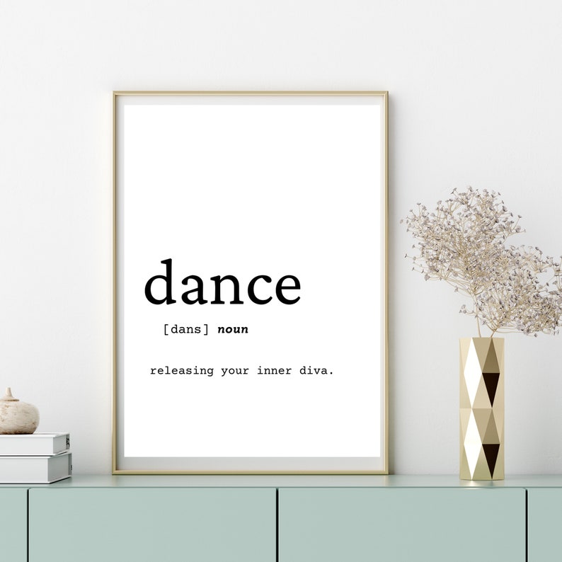 Dance Definition Wall Art Digital Download Definition Home Etsy