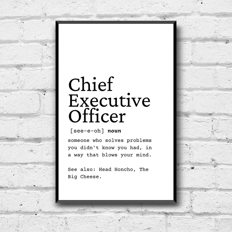 Chief Executive Officer Definition Wall Art Chief Executive Etsy Sweden