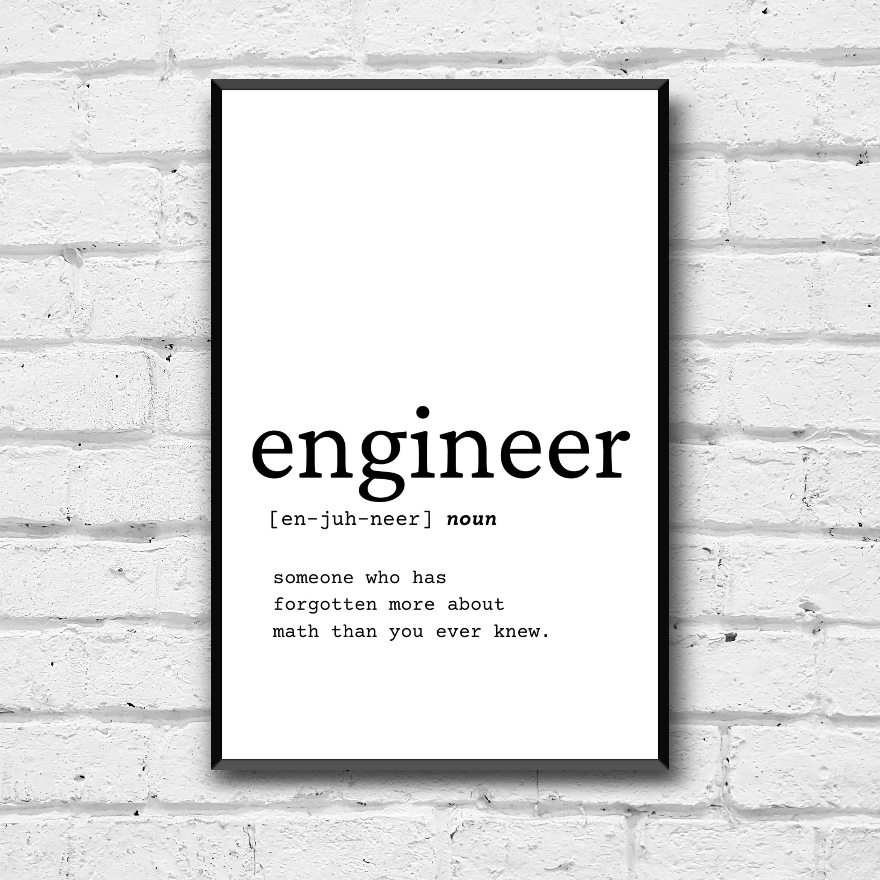 Engineer Definition Wall Art Digital Download Definition Etsy