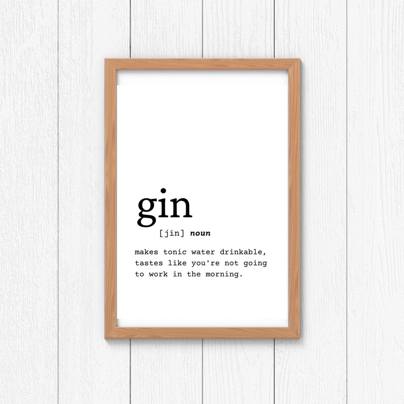 Gin Definition Wall Art Digital Download Definition Home Etsy