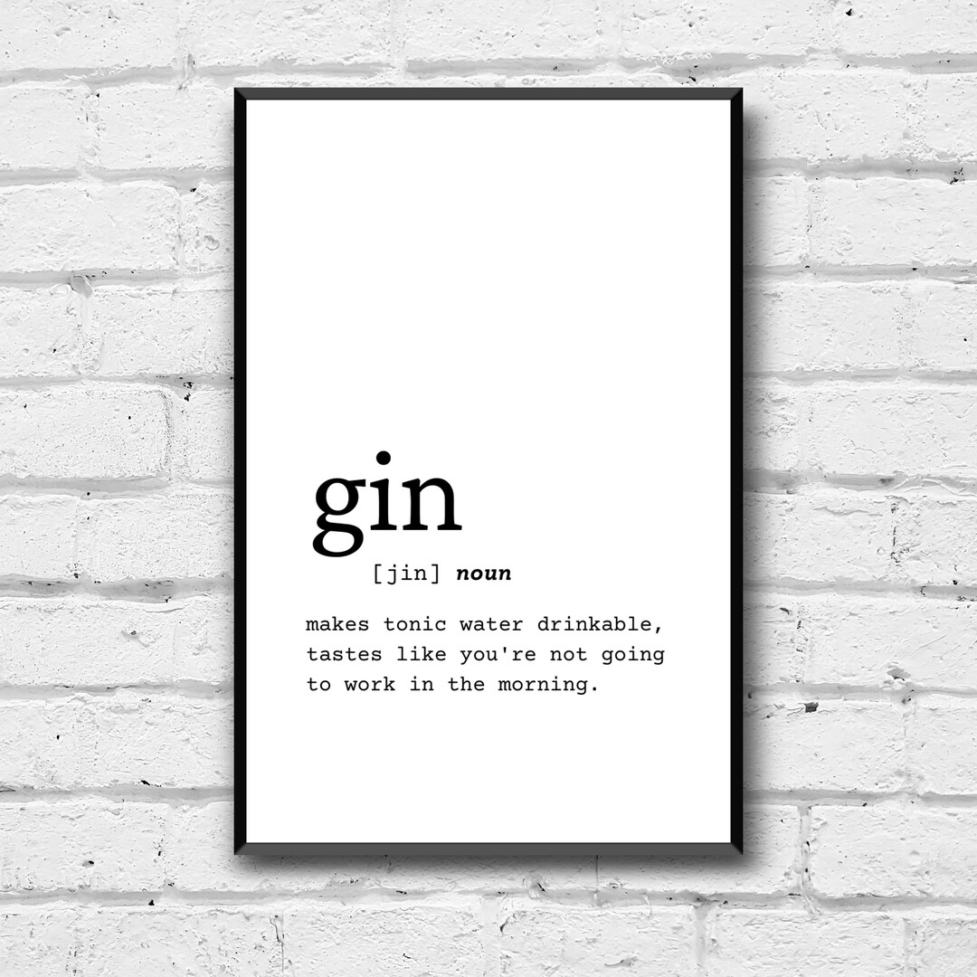 Gin Definition Wall Art, Digital Download, Definition Home Decor