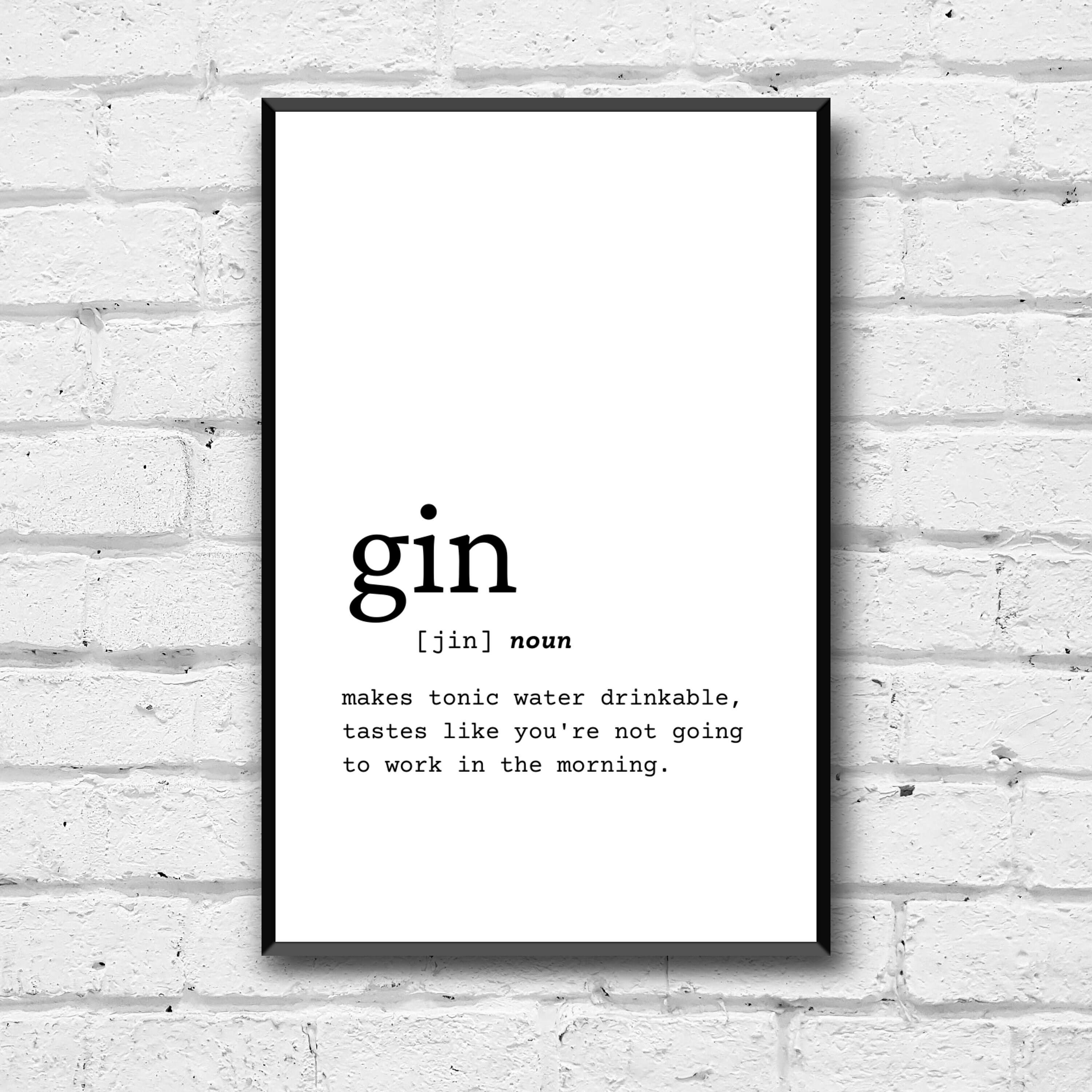 Gin Definition Wall Art, Digital Download, Definition Home Decor