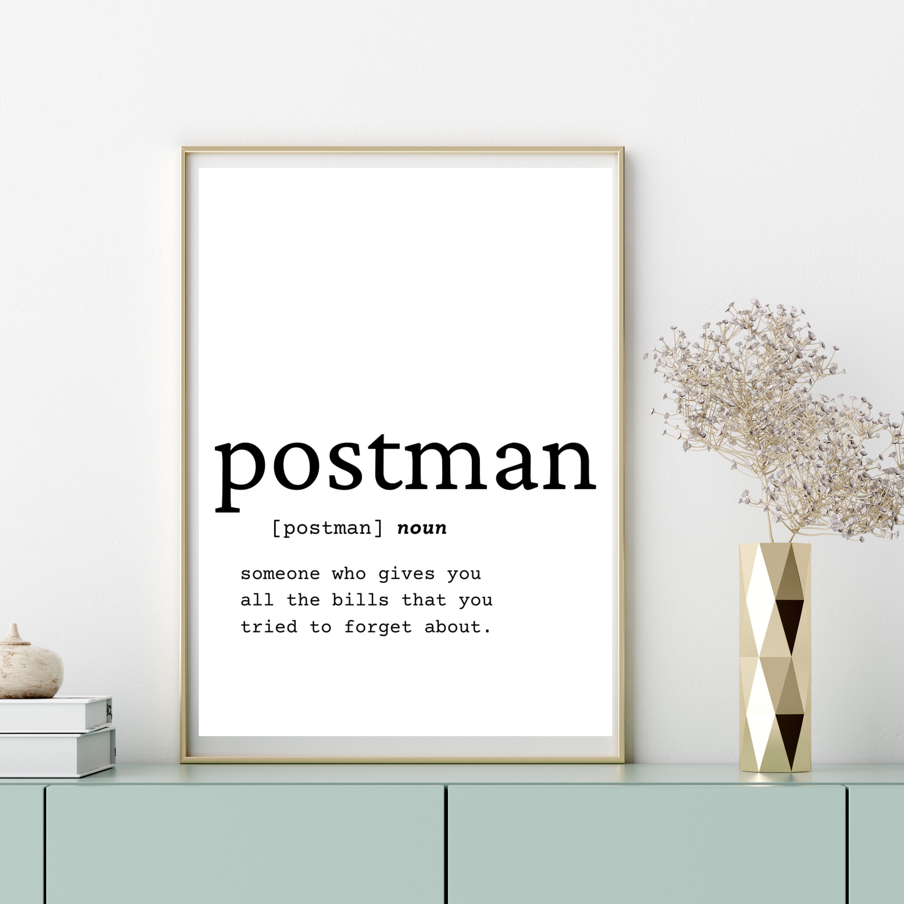 Postman Definition Wall Art, Postman Gift Idea, Postman Digital Print ...