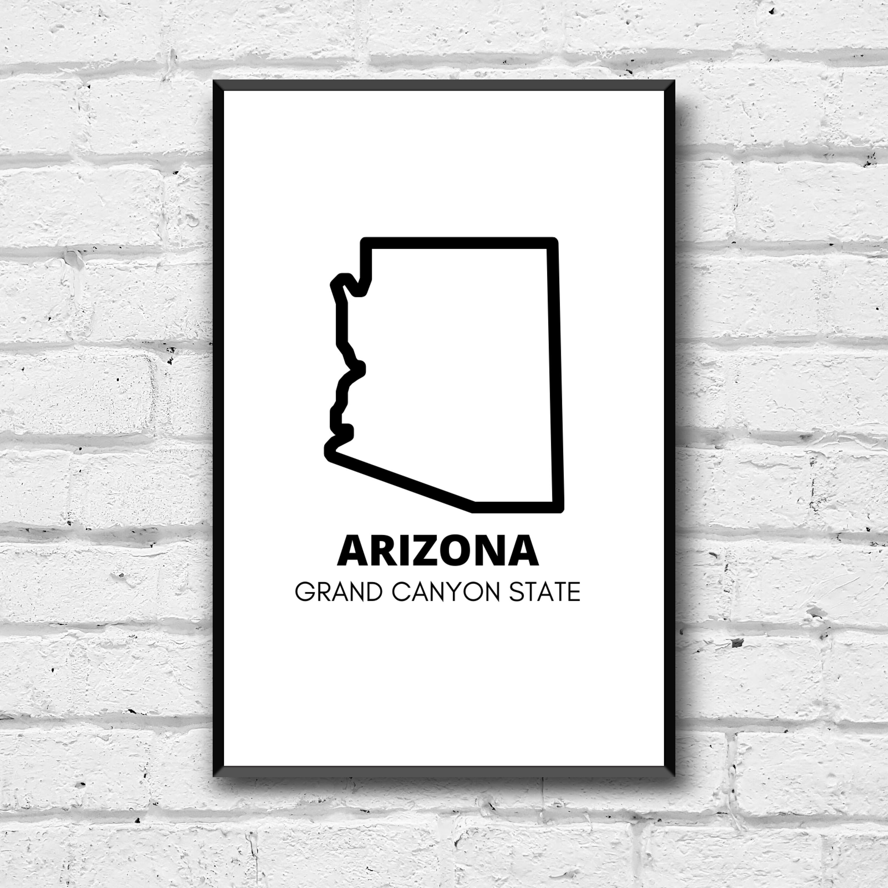 Arizona State Wall Art Digital Download Grand Canyon State Etsy