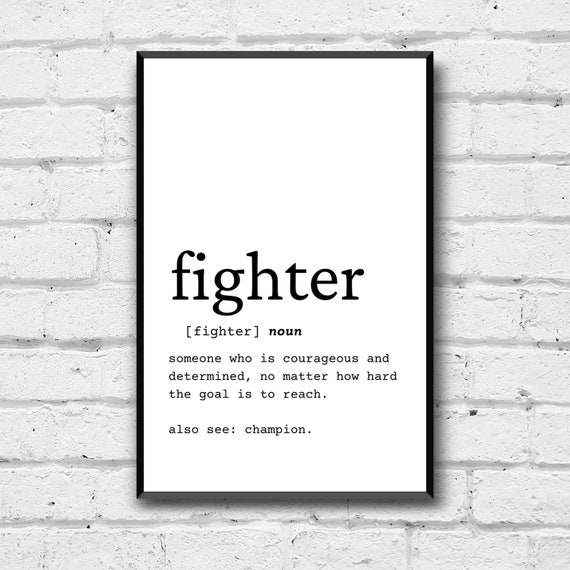 Fighter Definition Wall Art Fighter Gift Idea Fighter Etsy