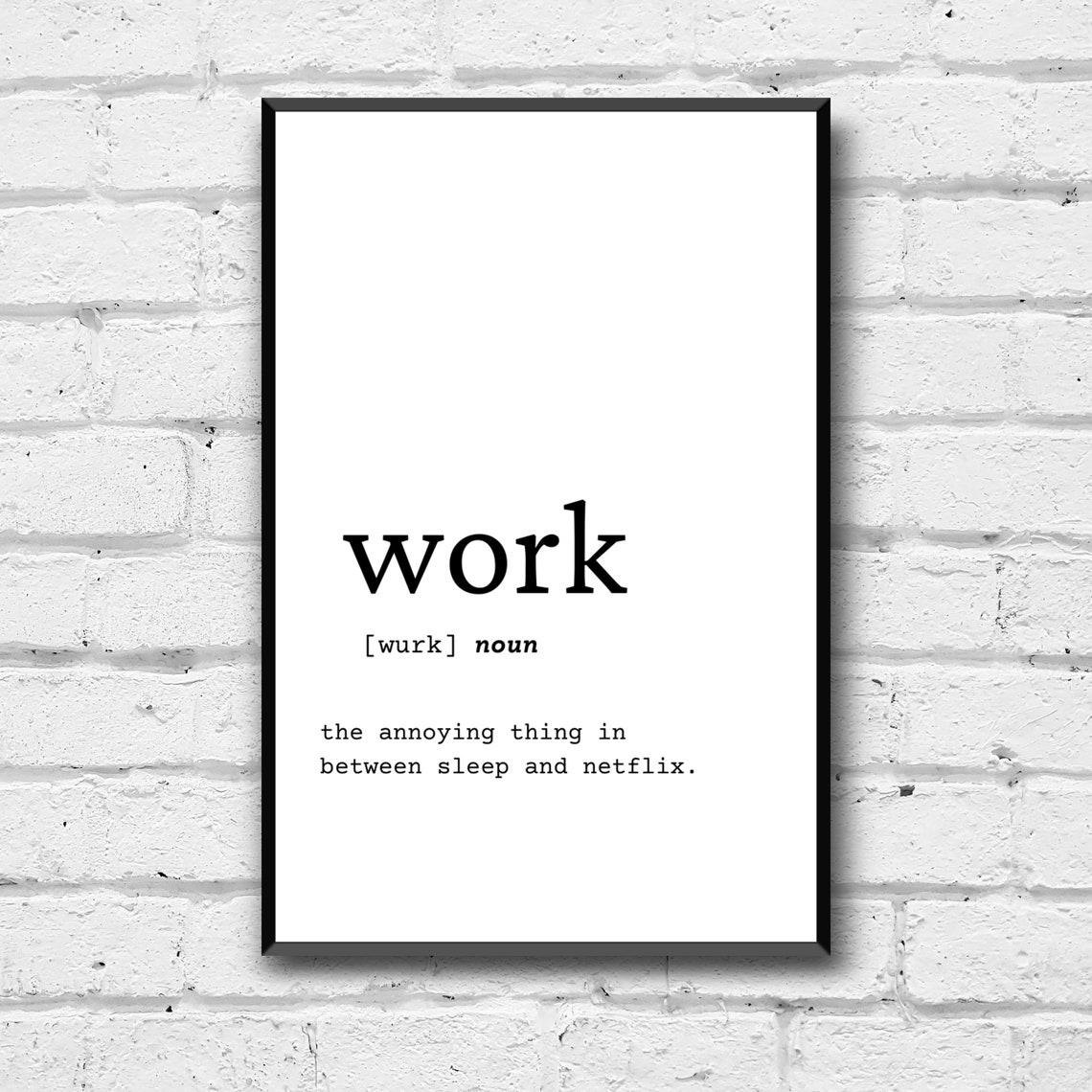Work Definition Wall Art Digital Download Definition Home Decor