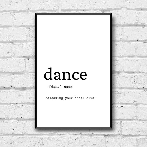 Dance Definition Wall Art Digital Download Definition Home Etsy