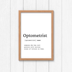 Optometry Funky Letters Optometrist Definition Print: Office Wall Art (digital Download) - Etsy