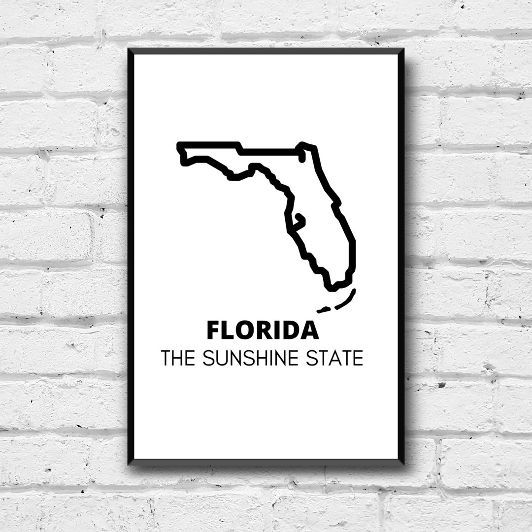 Florida State Wall Art Digital Download the Sunshine State Etsy