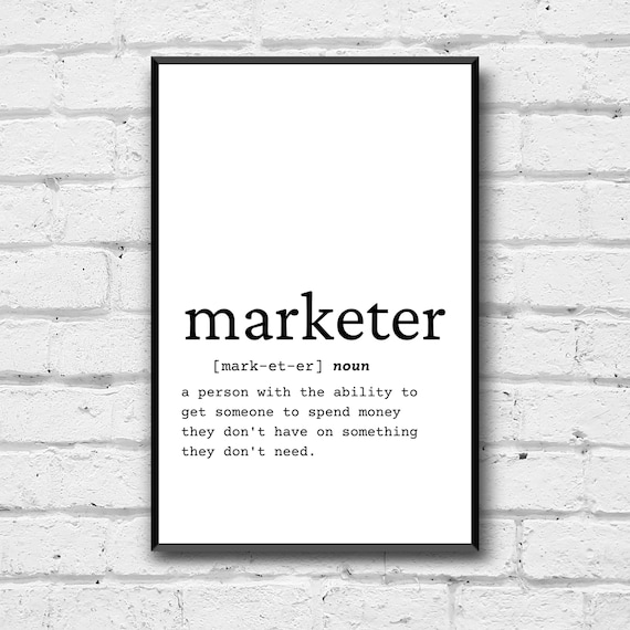 Marketer Definition Print: Funny Marketing Office Art (Digital Download)