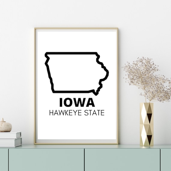 Iowa Wall Art Digital Download Hawkeye State Home Decor - Iowa Hawkeye Home Decor