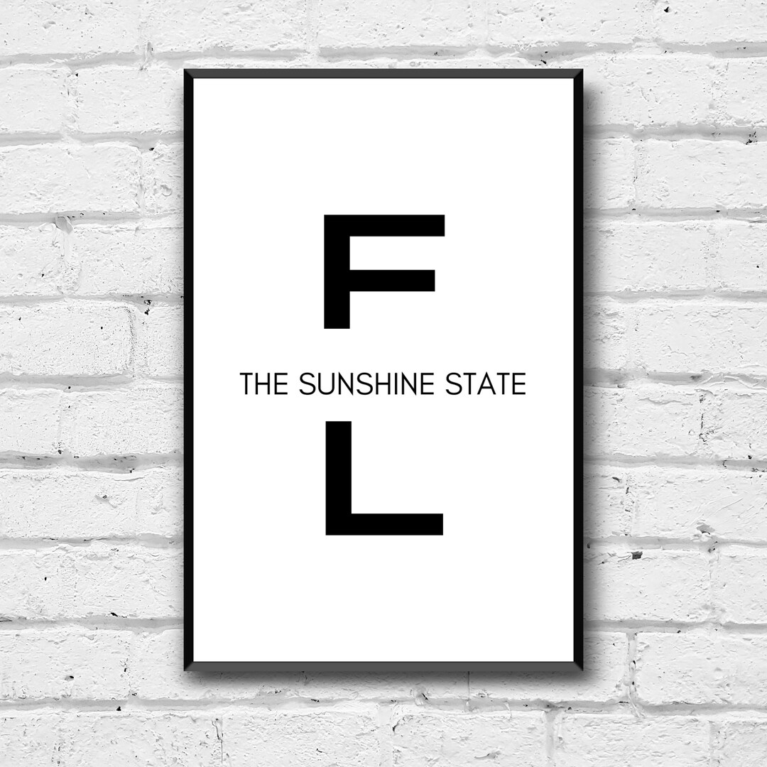 Florida State Wall Art Digital Download the Sunshine State Etsy