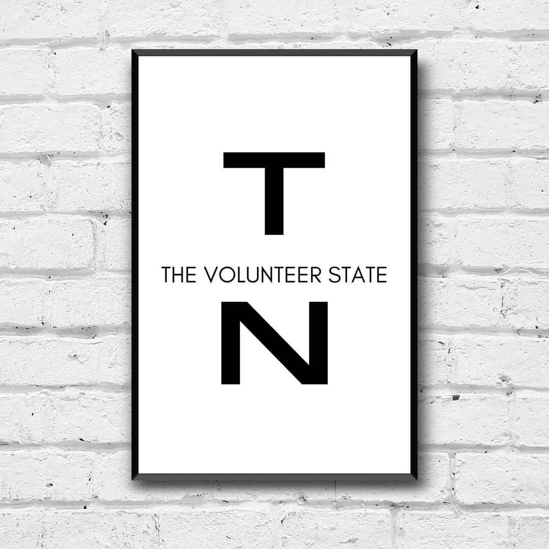 Tennessee State Wall Art, Tennessee Digital Print, the Volunteer State