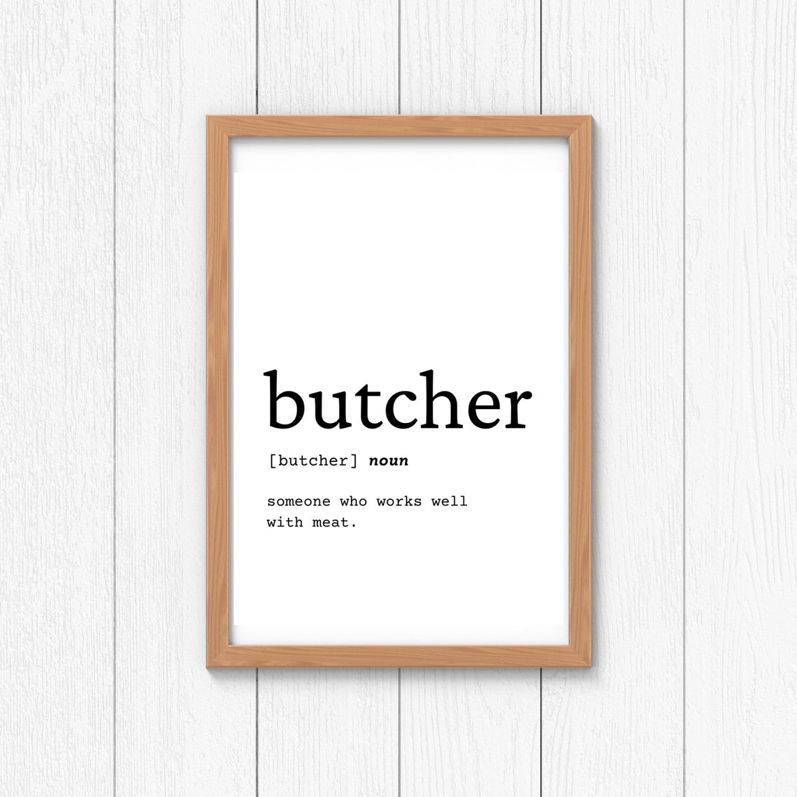 Butcher Definition Wall Art Gift for Butcher Butcher Digital Etsy