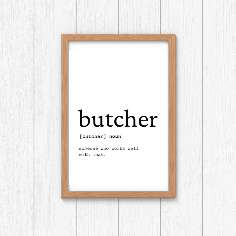 Butcher Definition Wall Art Gift for Butcher Butcher Digital Etsy UK