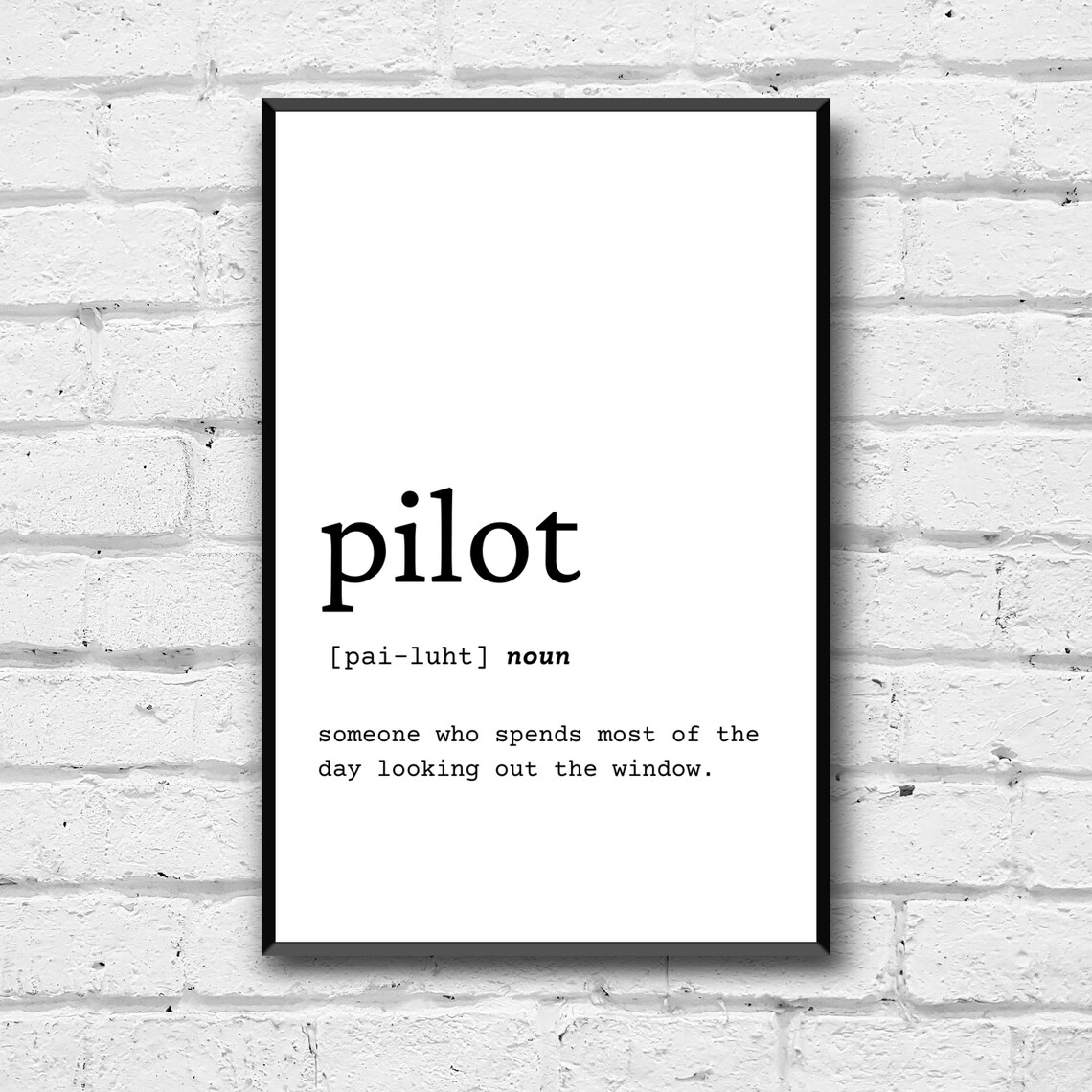 Pilot Definition Wall Art, Digital Download, Definition Home Decor
