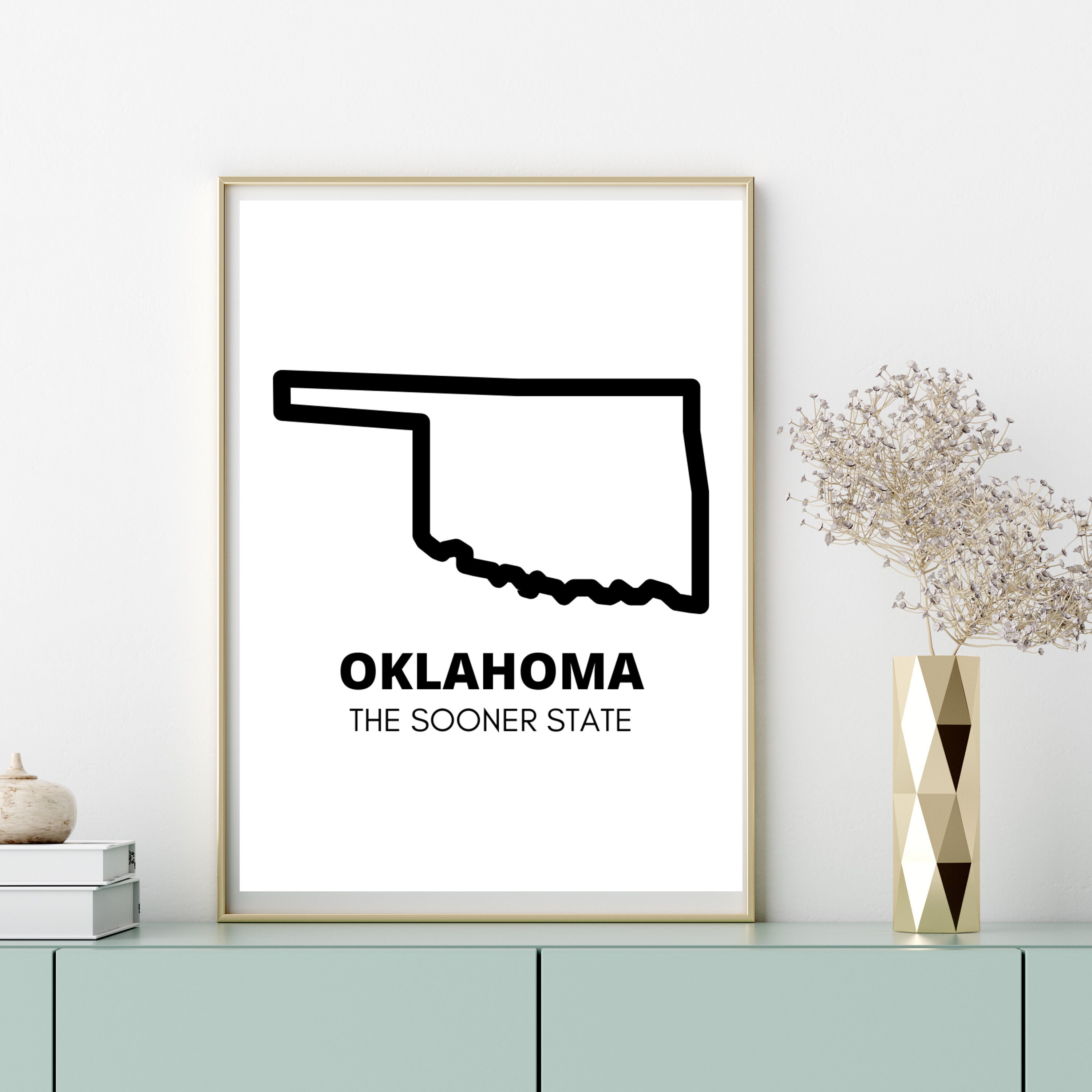 Oklahoma State Wall Art Oklahoma Digital Print the Sooner Etsy UK