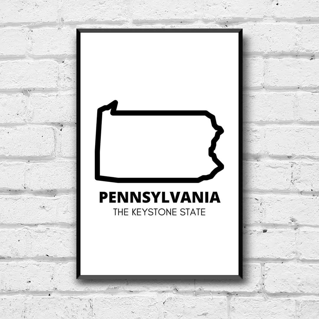 Pennsylvania State Wall Art, Pennsylvania Digital Print, the Keystone