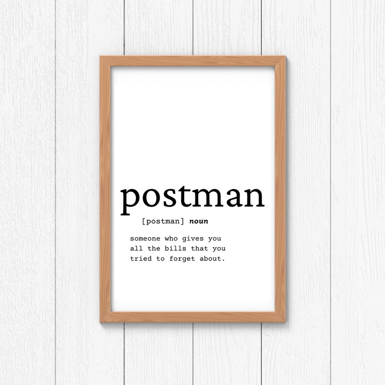 Postman Definition Wall Art, Postman Gift Idea, Postman Digital Print ...