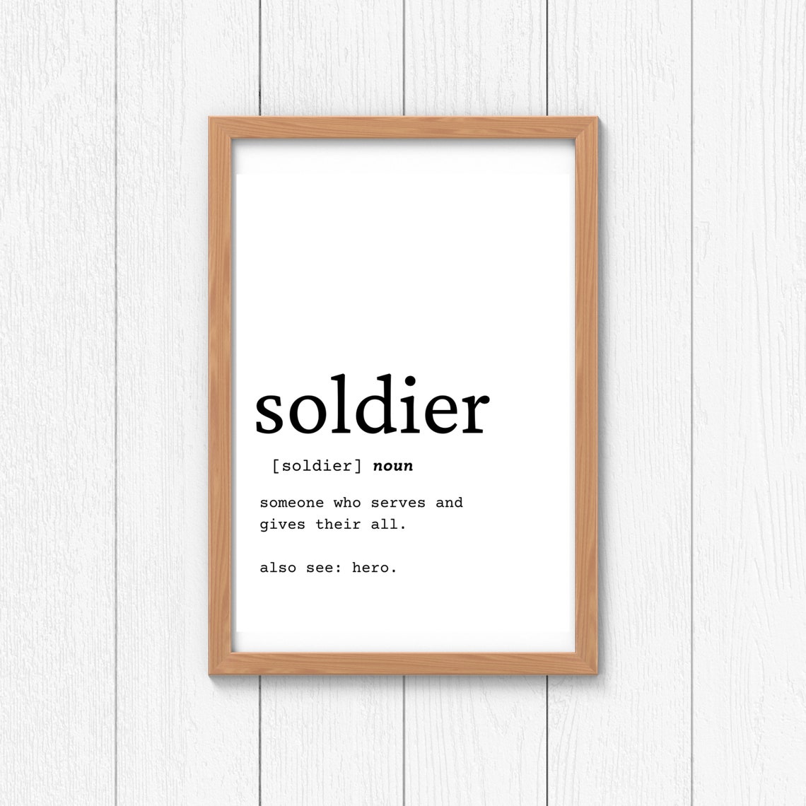 Soldier Definition Wall Art Solider Home Decor Gift Idea for Etsy